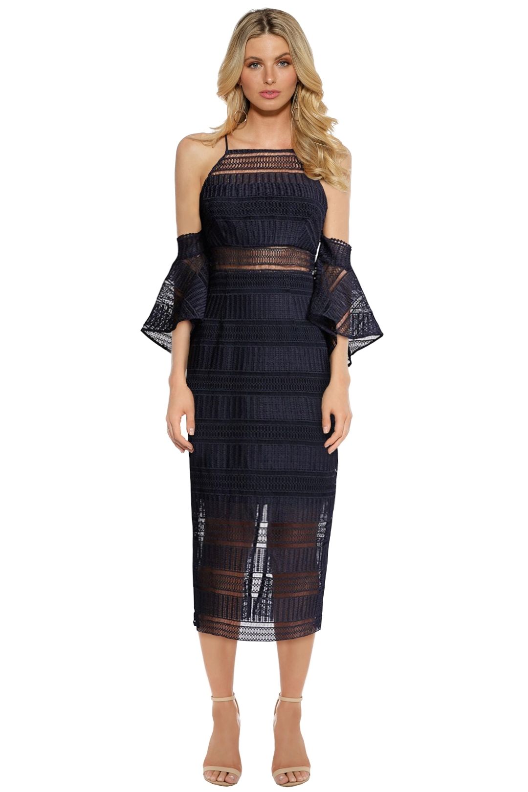 Aruba Flared Sleeve High Neck Dress by Shona Joy for Rent