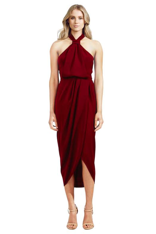 shona joy burgundy dress Shona Joy Lucia Lace Midi Dress
