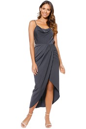 Shona Joy - Core Lace Up Cowl Maxi Dress - Gray - Front