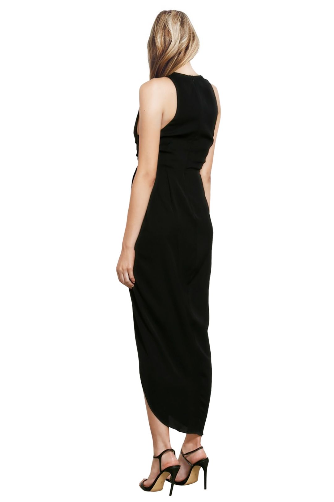 Shona Joy - Core Plunged Gathered Dress - Black - Back