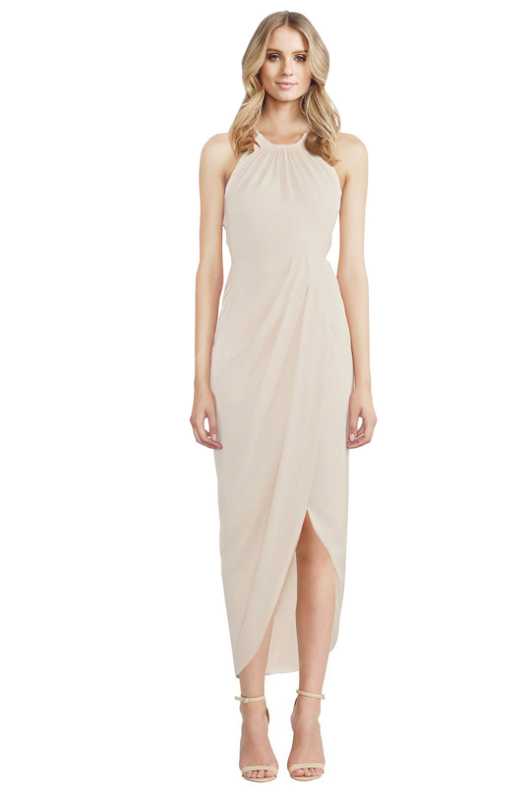 shona joy high neck ruched dress La Lune High Neck Ruched Maxi Dress