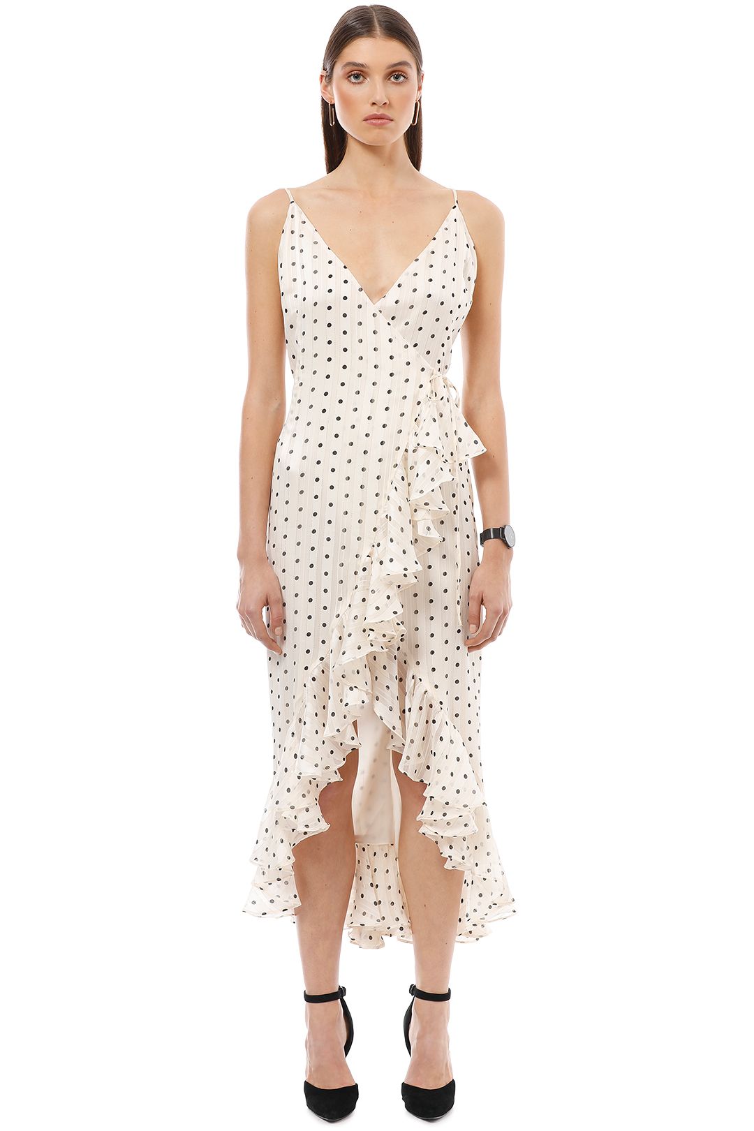 Shona Joy - Karina Cocktail Wrap Dress - White Polka - Front