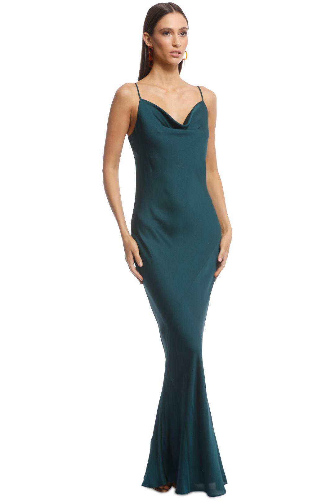 Shona Joy - Luxe Bias Cowl Slip Dress - Emerald - Side