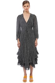 Shona Joy - Salinger Godet Drawstring Midi Dress - Grey - Front