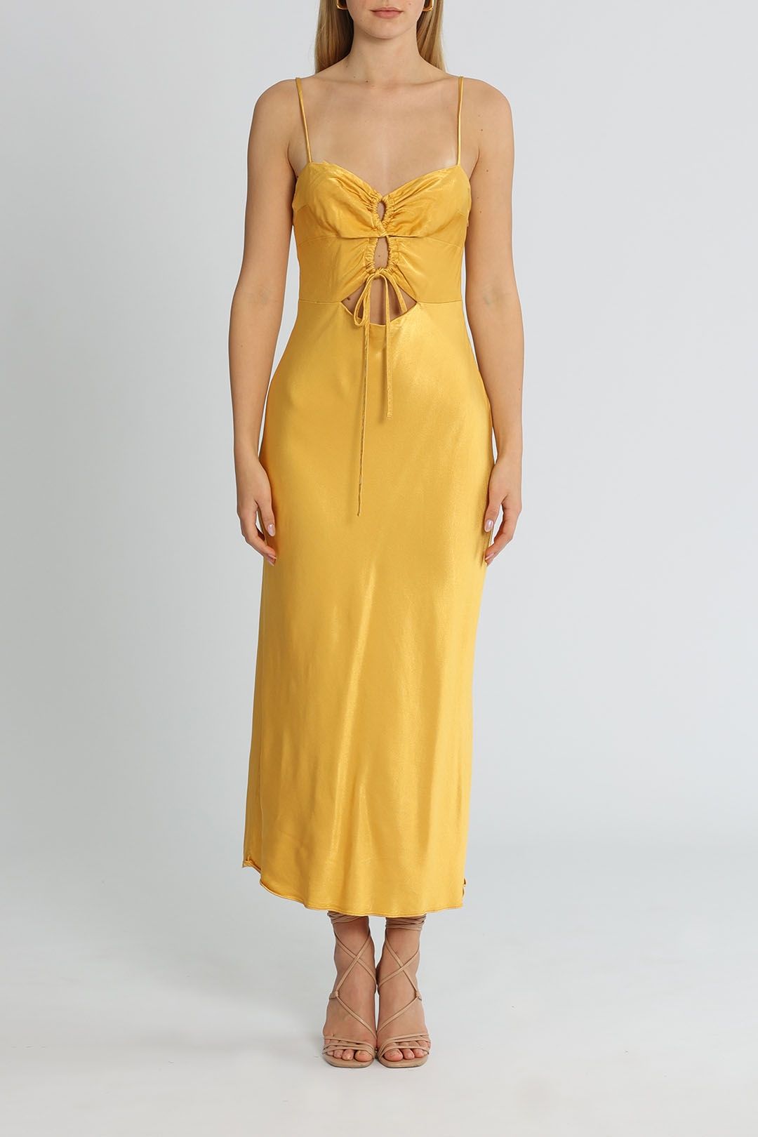 Shona Joy Alma Lace Up Midi Dress Cutout
