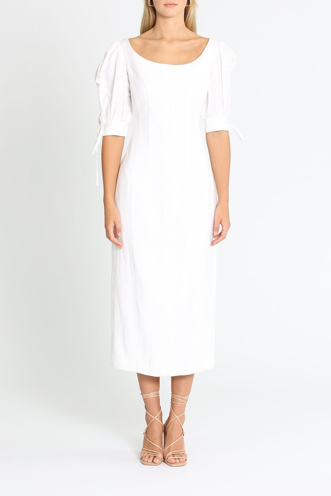 Shona Joy Blanca Fitted Midi Ivory