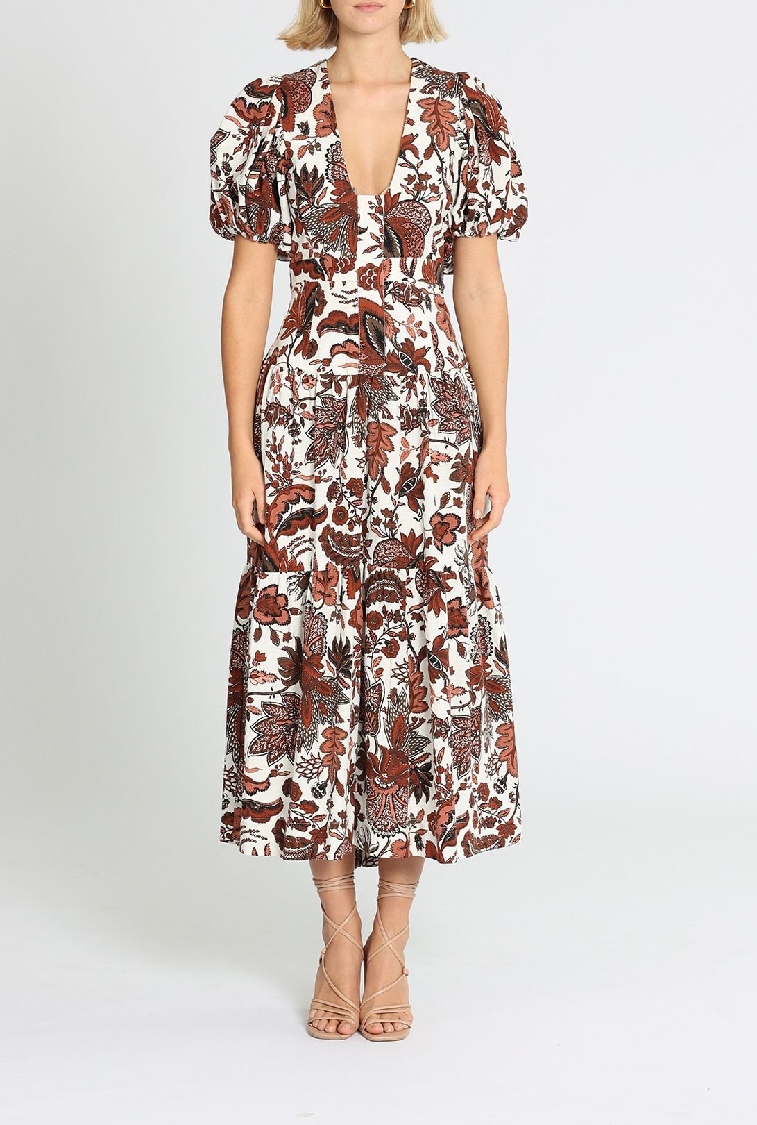 Hire Catalina Plunged Short Sleeve Midi Dress in Multi Shona Joy GlamCorner