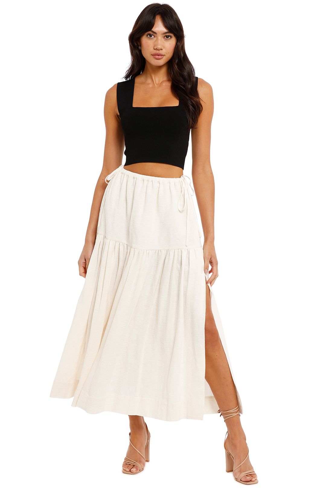 Shona Joy Drawstring Split Midi Skirt