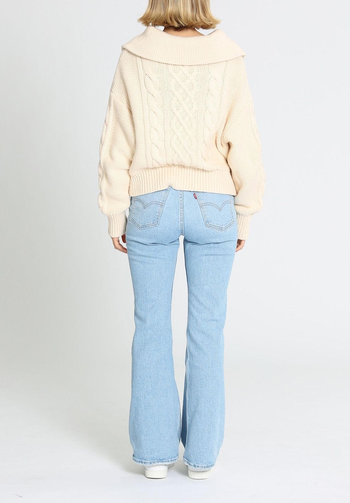 Hire Eva Cable Zip Up Jumper in Crema Shona Joy GlamCorner