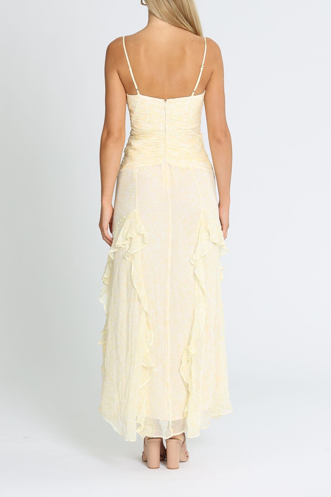 Shona Joy Gina Frill Maxi Dress Limoncello Sleeveless
