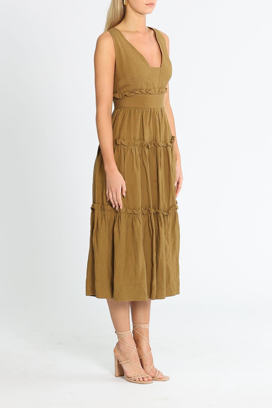 Shona Joy Juliana Ruffle Midi Scoop Neck