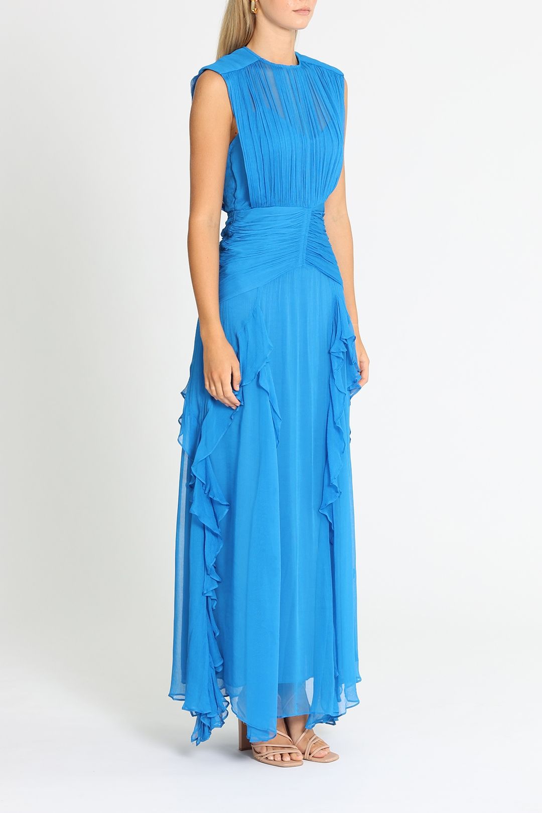 Shona Joy Leilani Sleeveless Maxi Dress Blue Frill