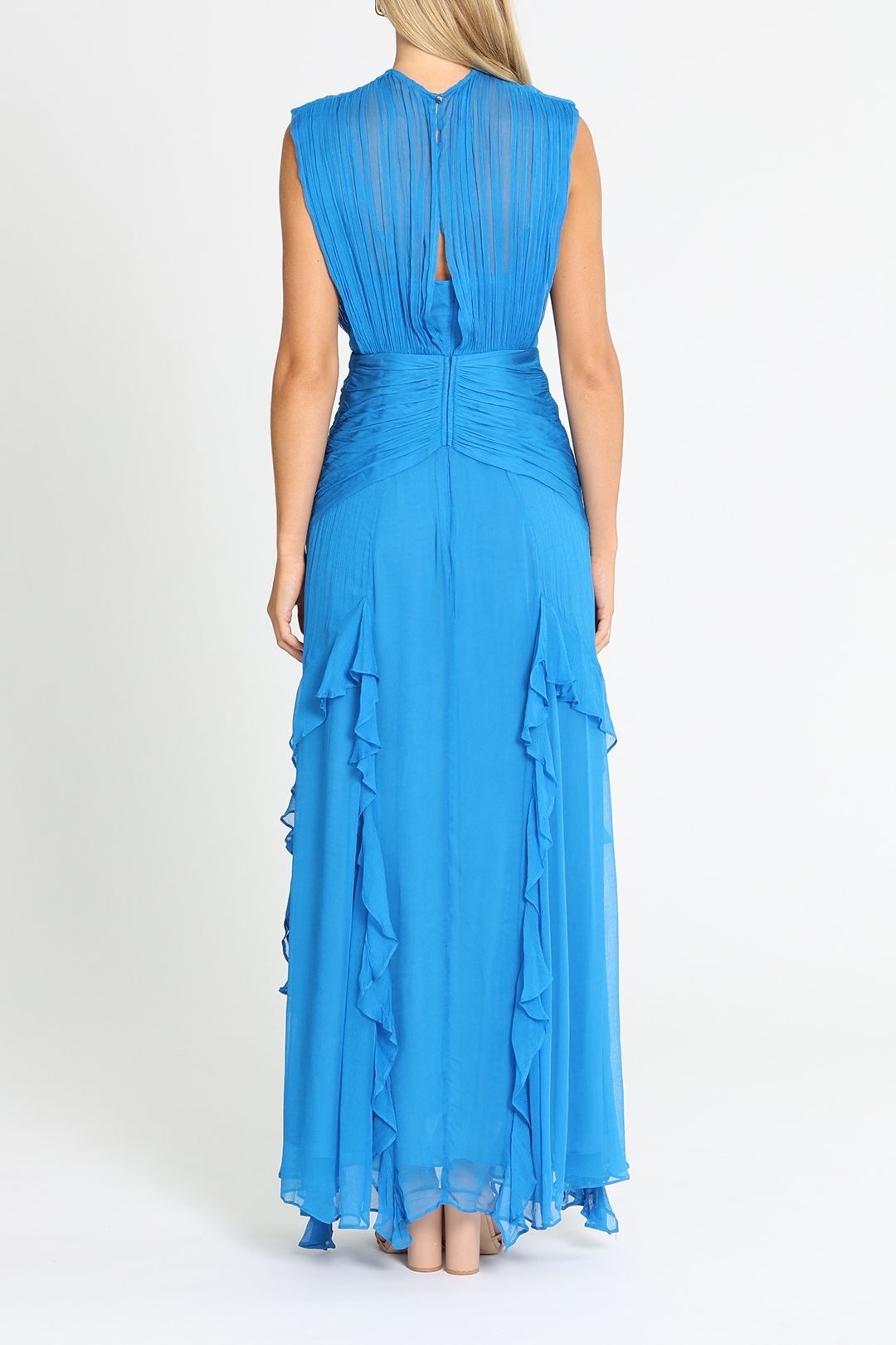 Shona Joy Leilani Sleeveless Maxi Dress Blue Ruched