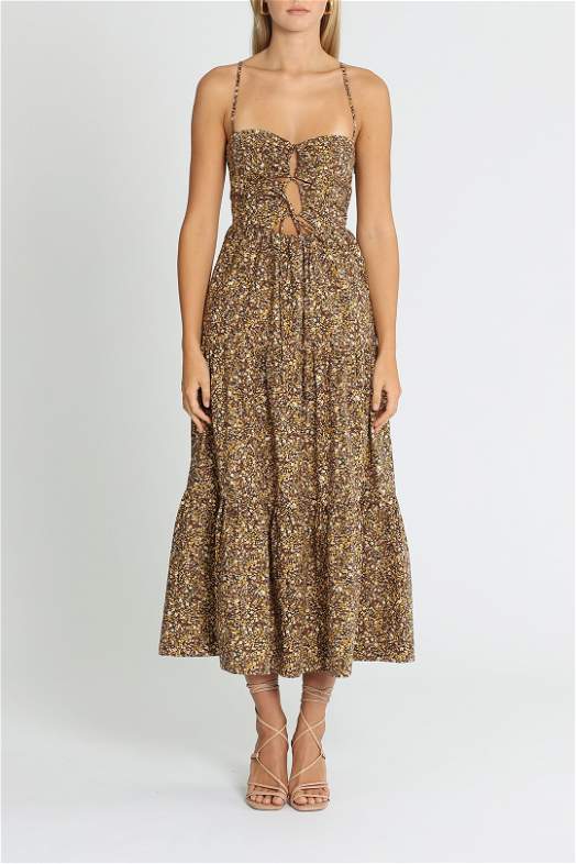 chinese dress ladies Roxane Open Back Tiered Midi Dress | Shona Joy | The Hire Collective