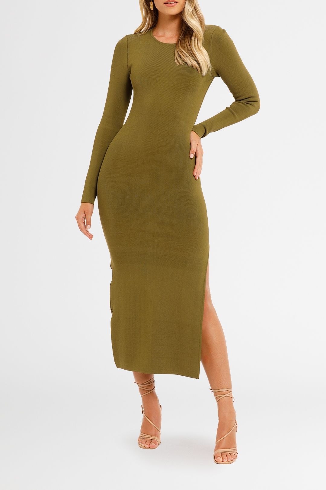 Long sleeve backless midi dress shop