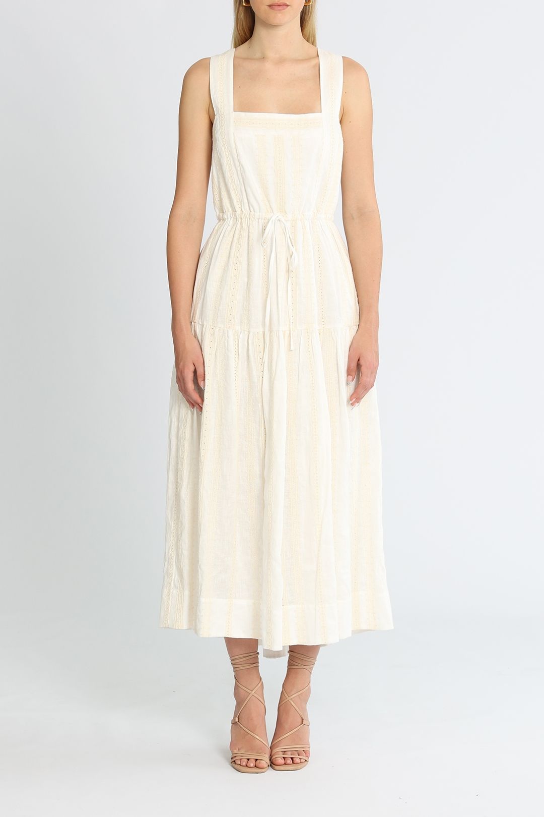 Shona Joy Luana Midi Dress Straight Neckline
