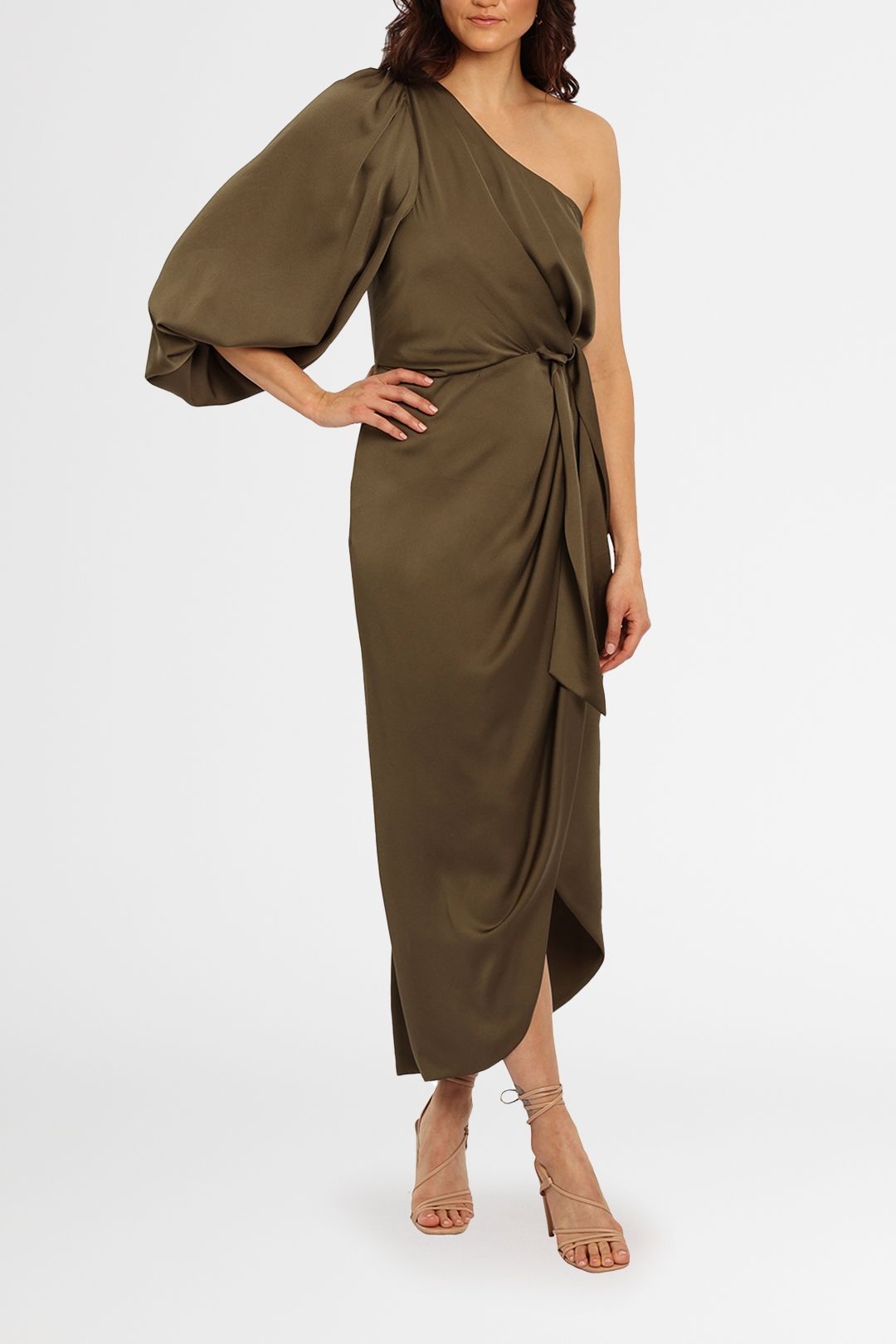 strapless open back dress Lumiere Tie Front One Shoulder Dress | Golden Hour | Dresses main image 0