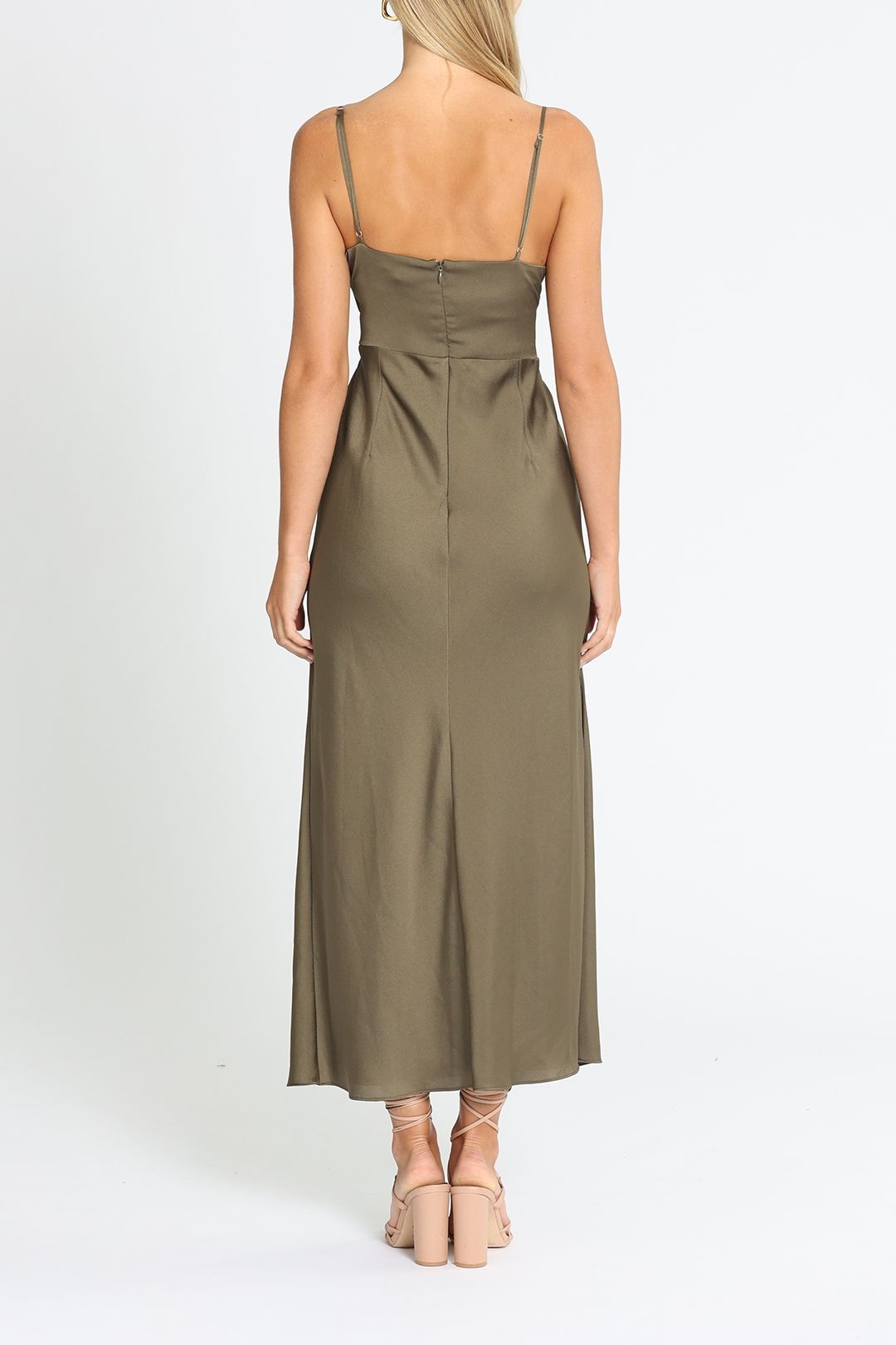 Hire Luxe Twist Midi Dress in Pine | Shona Joy | GlamCorner Hire Luxe Twist Midi Dress in Pine | Shona Joy | GlamCorner