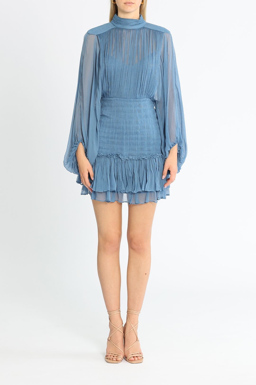 Shona Joy Noemi Ruched Mini Dress Blue