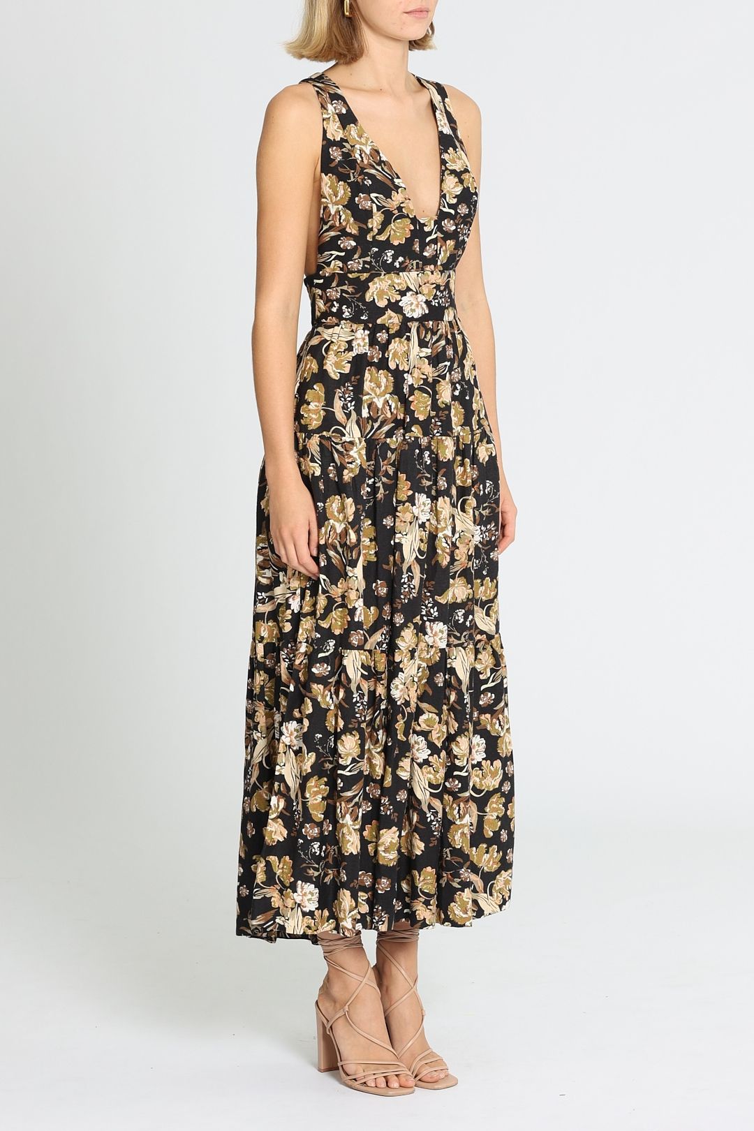 palermo linen midi dress Mersea Women's Linen Shop in Noir/Cream