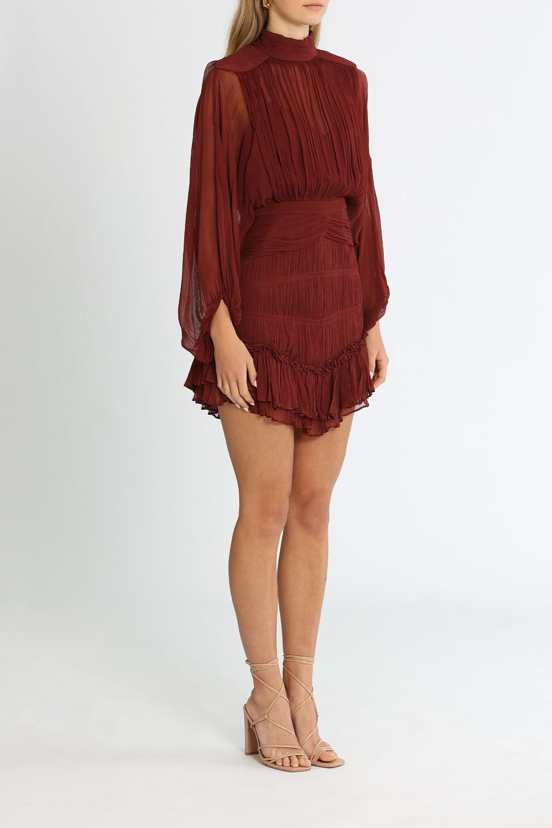 Badgley mischka sangria ruffle gown online