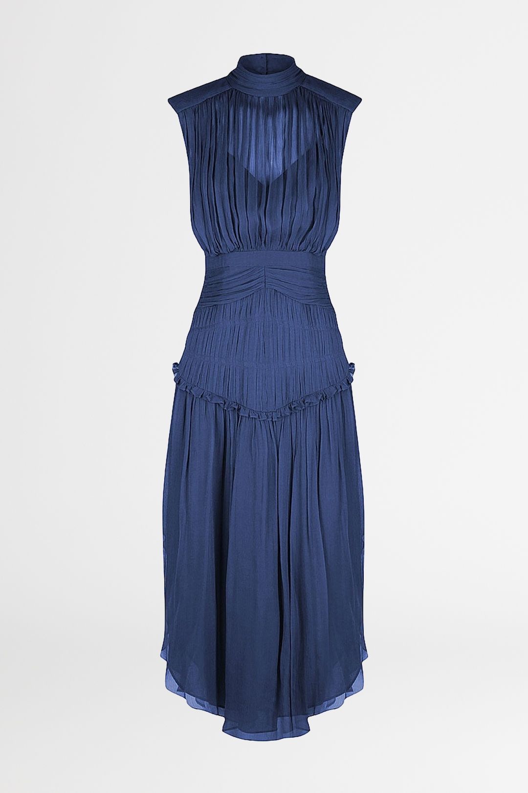 shona joy blue bridesmaid dress Shona Joy - Oliviera Asymmetrical Gathered Maxi Dress main image 1