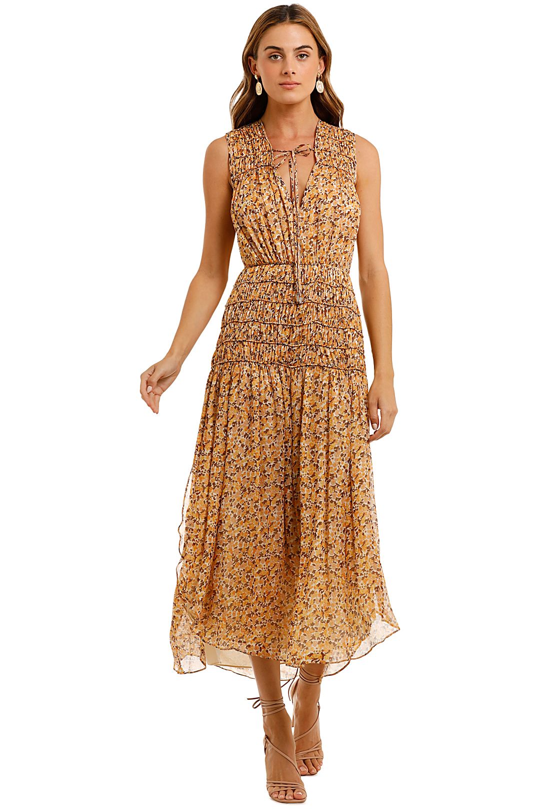 Shona Joy Sleeveless Corded Midi Dress