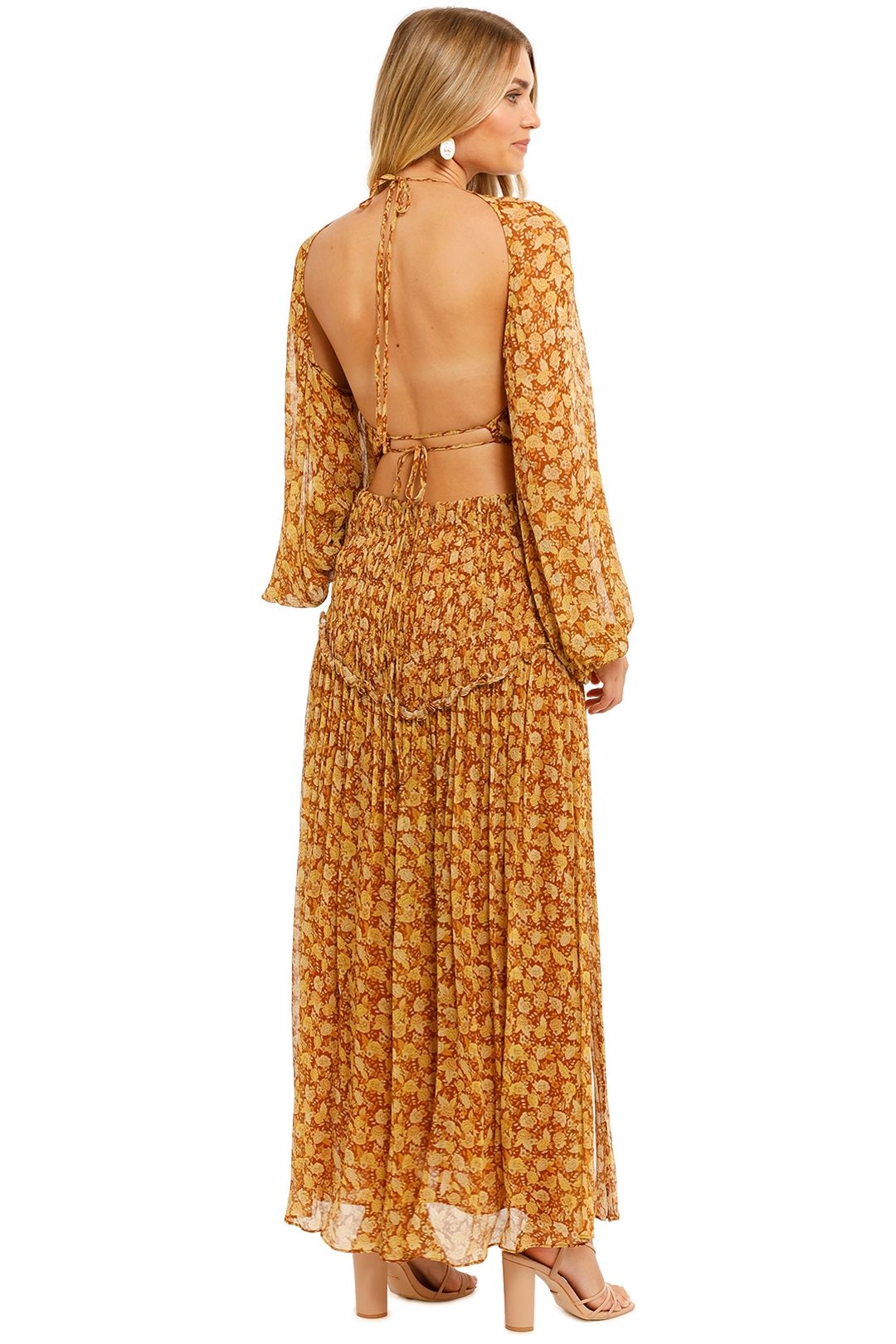 Shona Joy Sunset Cut Out Midi Dress Tumeric backless