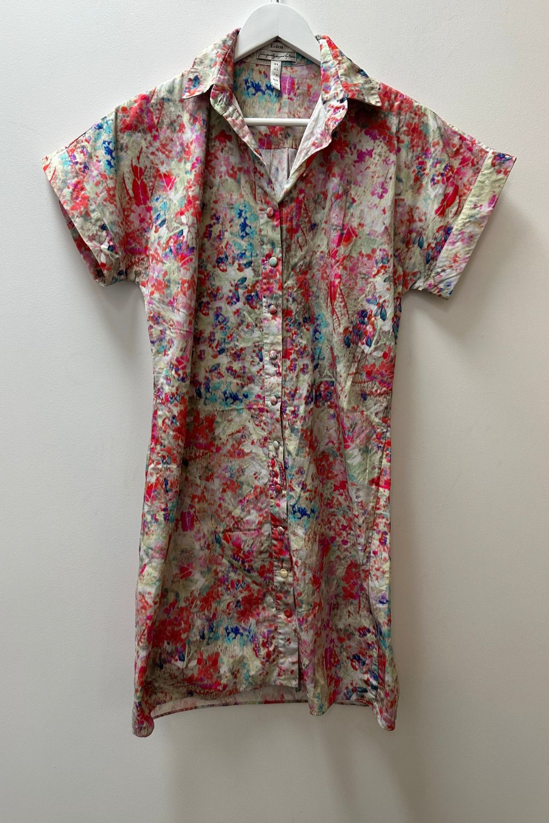 Erdem Short Sleeve Shirt Dress in Multi Print