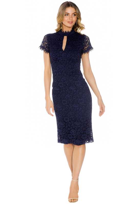 chinese dress ladies Shoshanna Women's Norma Eyelet Midi-Dress - Navy