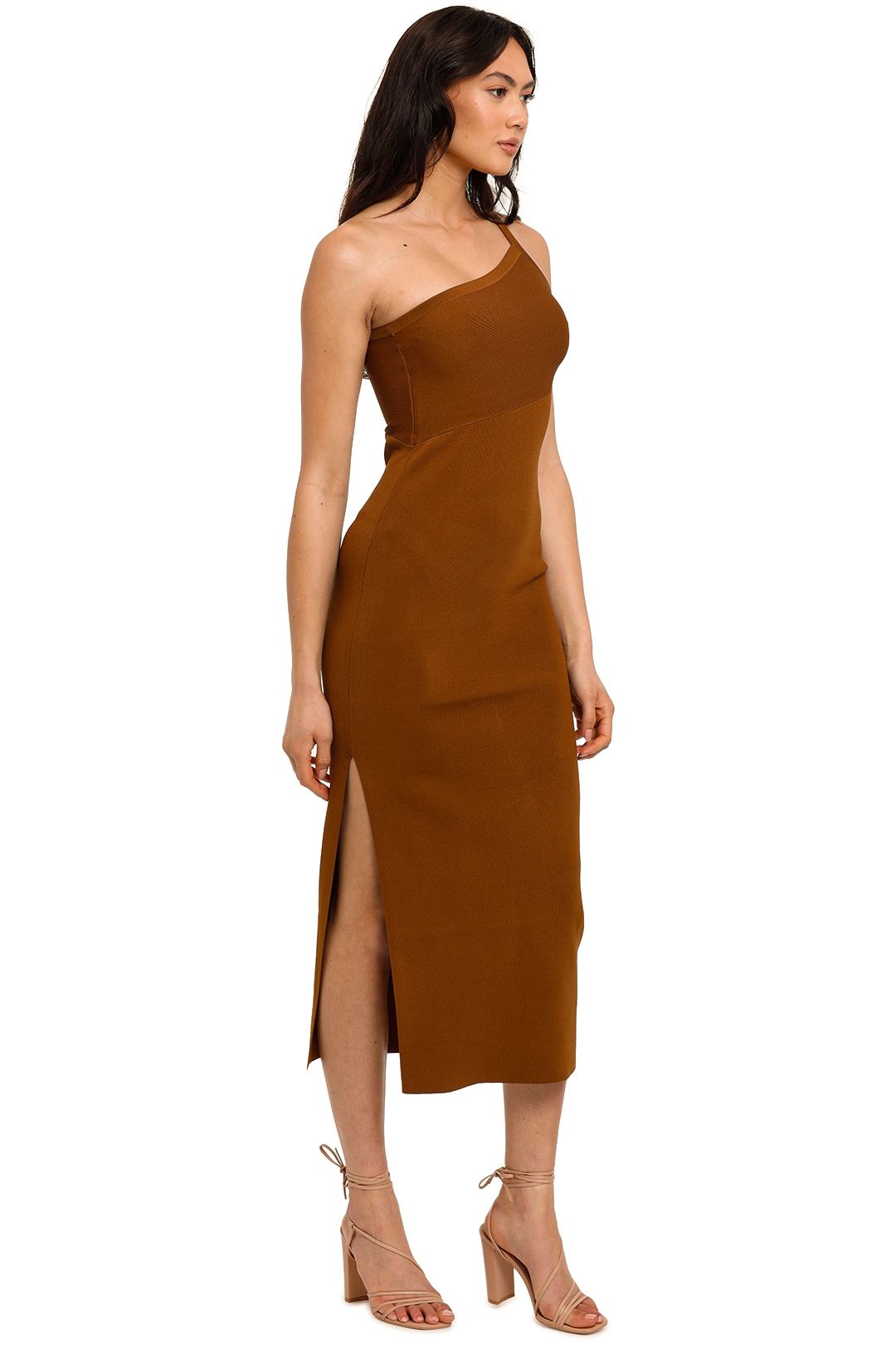 Significant Other Alicia Knit Dress Chocolate one shoulder
