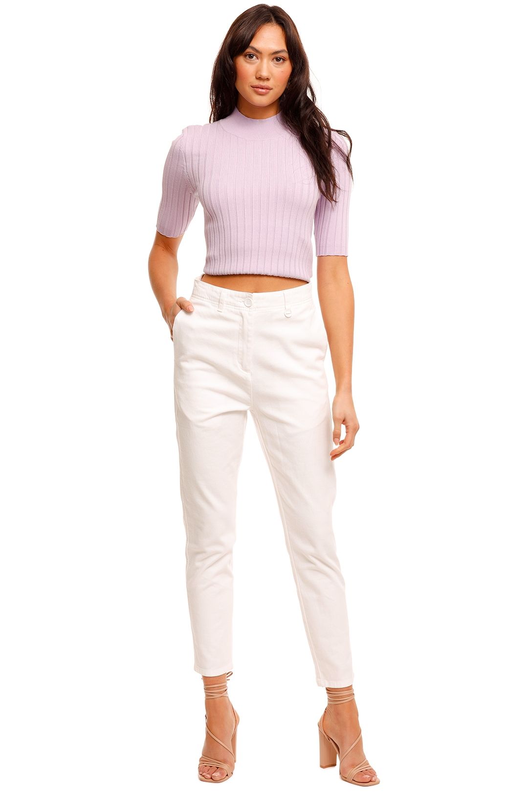 Significant Other Ariana Short Sleeve Lilac Knit Top purple