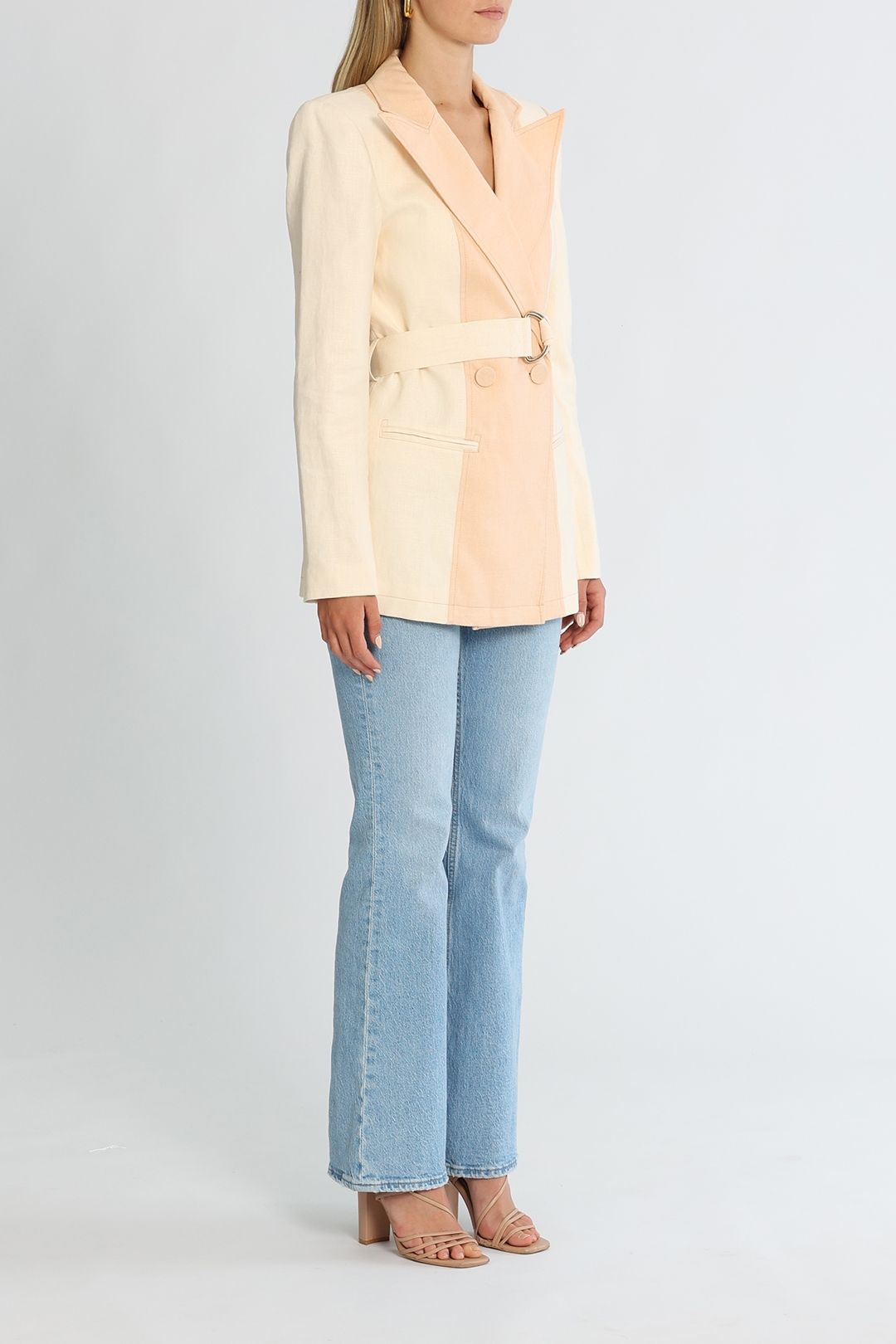 Significant Other Gilder Blazer Peach With Cream Long Sleeves