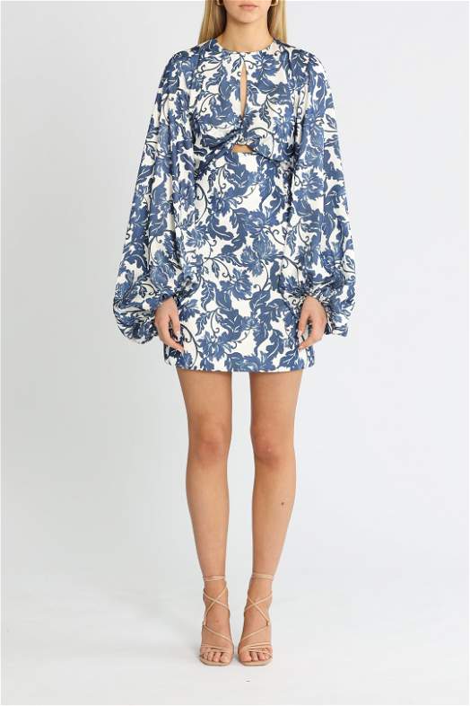 Mini Dress with 3D Floral Accents - White