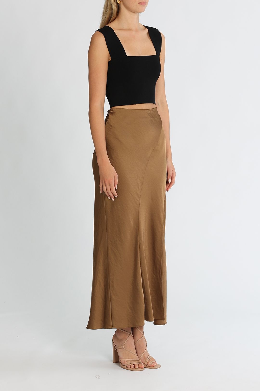Significant Other Mimi Skirt Dark Gold Satin
