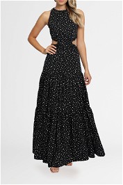 Significant Other Poppy Dress Black Cream Polka maxi