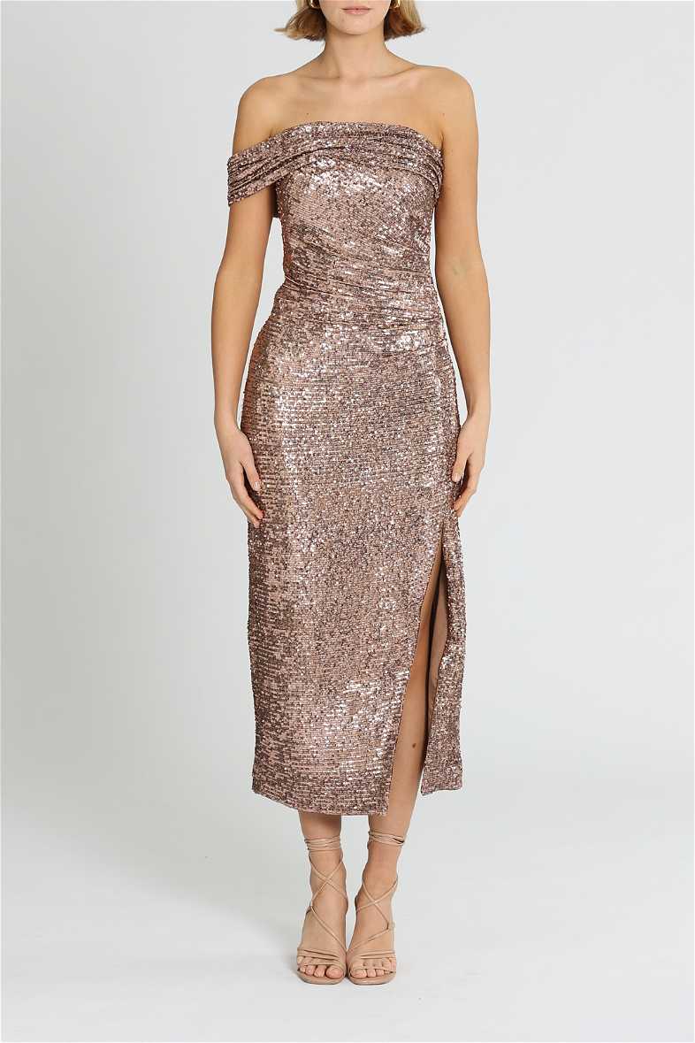 All Over Sequin Dress Midi Dress, Rose Gold – Jolie Moi Retail