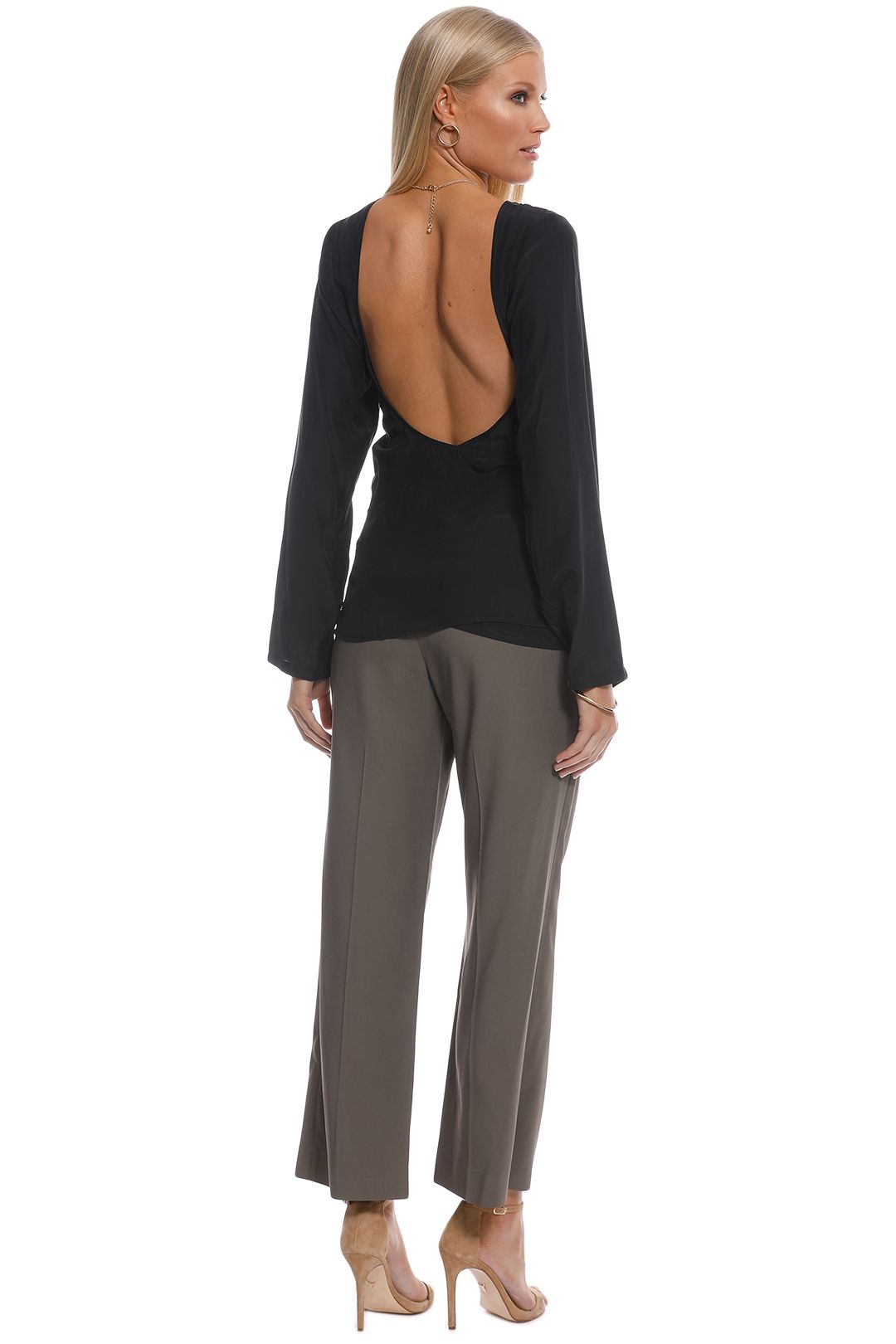 SIR the Label - Margeaux Long Sleeve Wrap Top - Black - Back