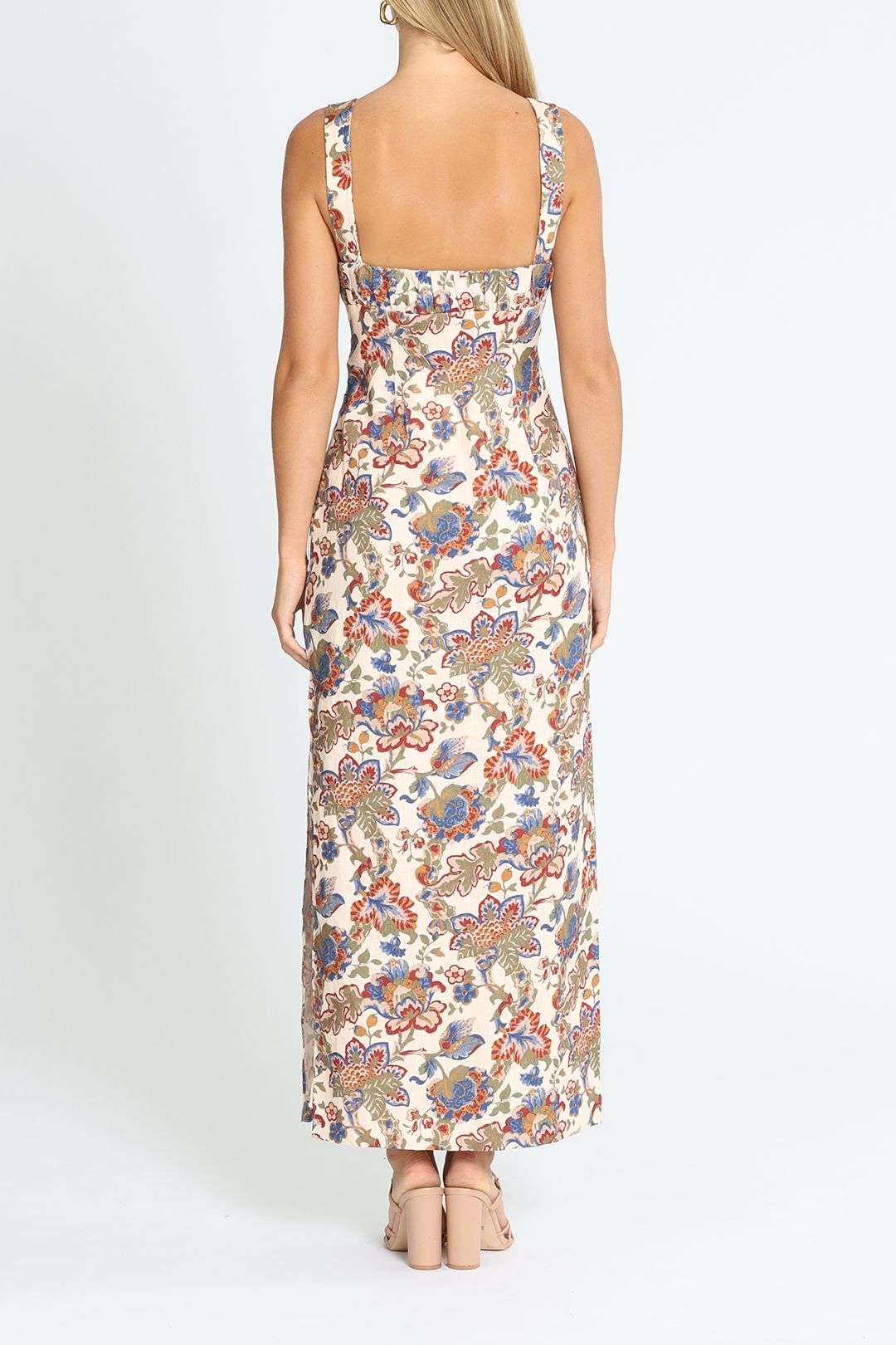 bettina floral lace midi dress Bettina Sage Plunge-Neck Maxi Dress With Gathered-Detailing – Club L London main image 1