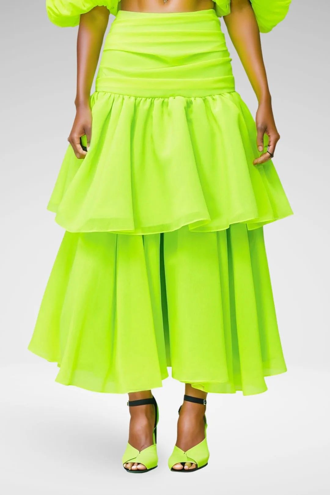 Acler Suki Skirt in Citrine, perfect for cocktail events, available for hire