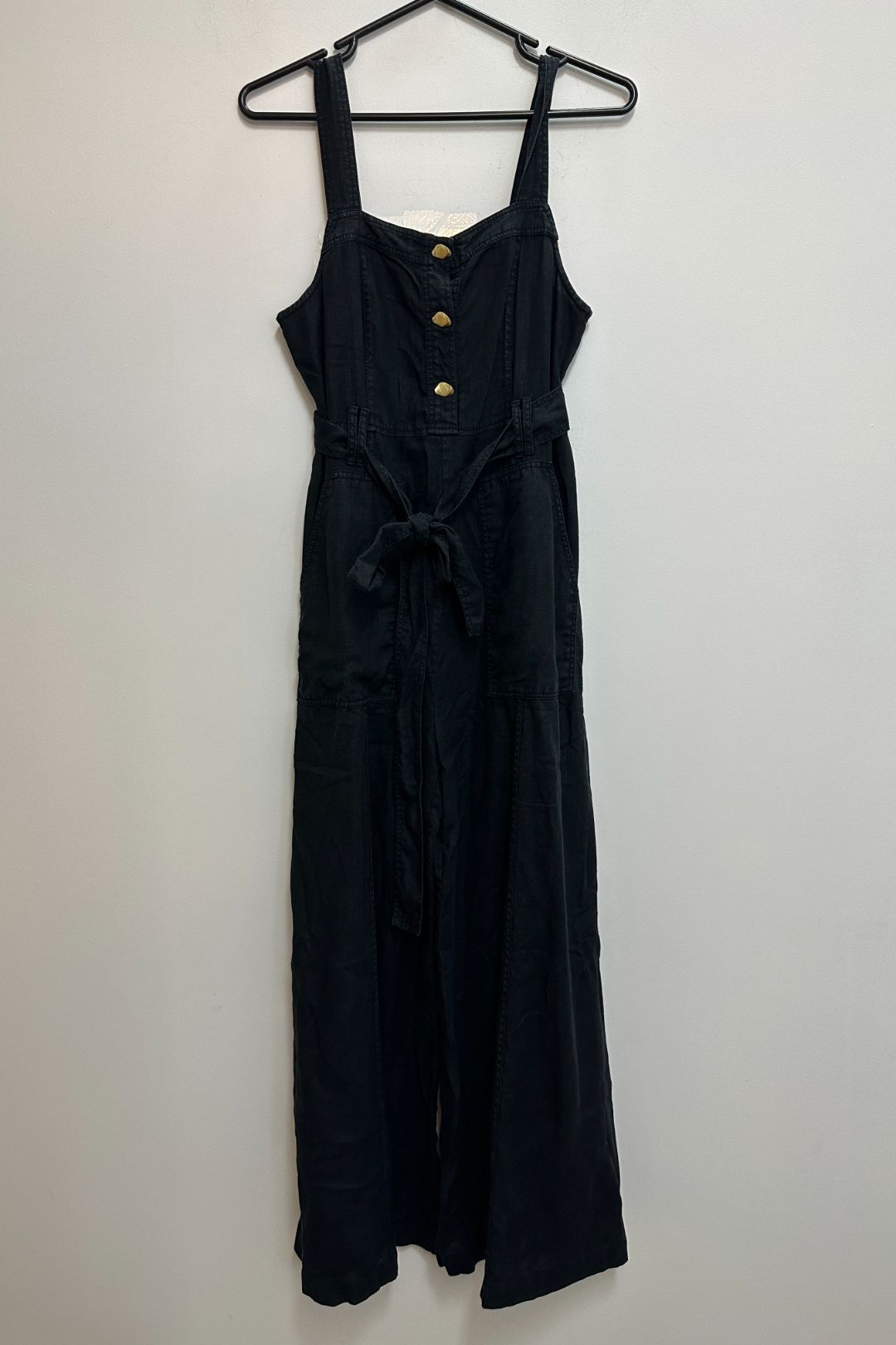 AJE Sleeveless Linen Jumpsuit in Black