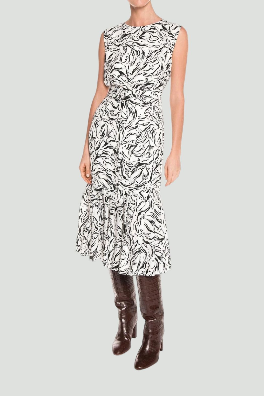 veronika maine black and white dress Buy Snow Zebra Pleated Midi | Elegant Tie Waist Dress Birthday outfit ideas US SIZE:14