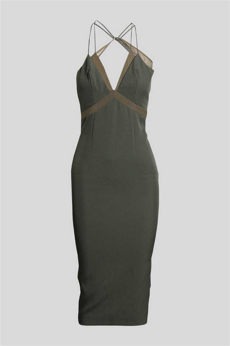 Buy Sonata Cocktail Bodycon Dress in Olive Green | Elle Zeitoune | GlamCorner Buy Sonata Cocktail Bodycon Dress in Olive Green | Elle Zeitoune | GlamCorner