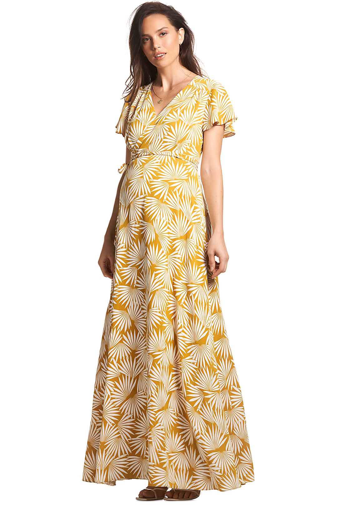Elizabeth Maxi Dress in Yellow Sun Print by Soon Maternity for Hire