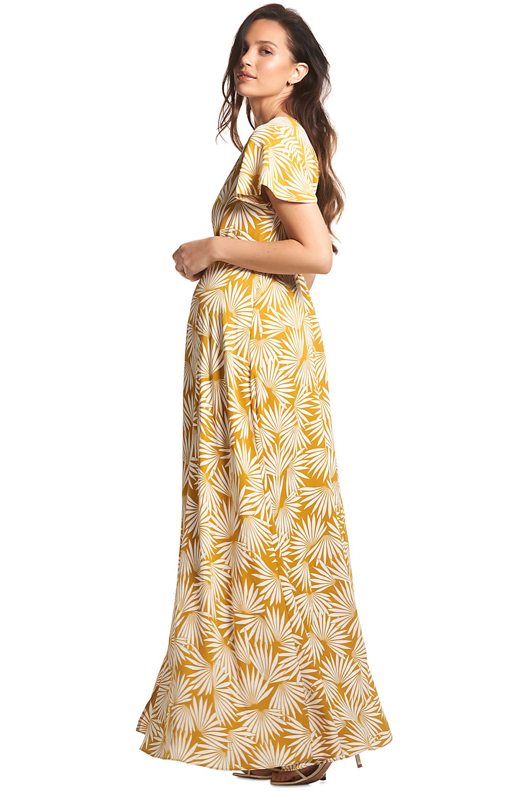 Elizabeth Maxi Dress in Yellow Sun Print by Soon Maternity for Hire
