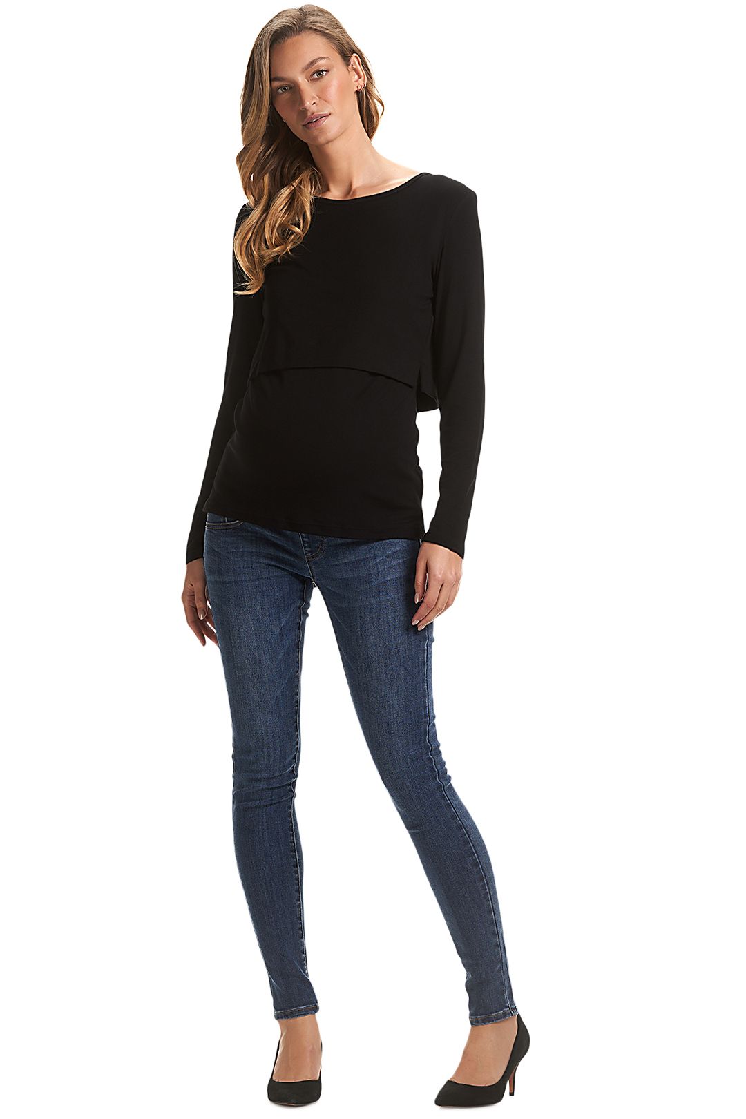 Soon-Maternity-Esme-Crop-Denim-Cult-Midi-Blue-Front