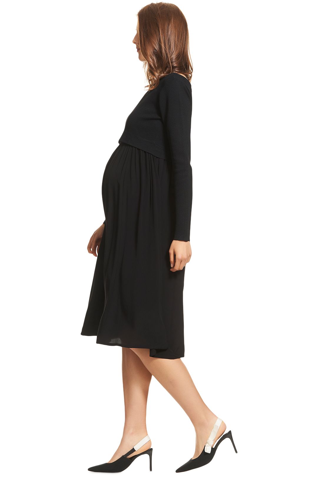 Soon-Maternity-Francis-Long-Sleeve-Dress-Navy-Speck-Side