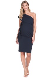 Soon-Maternity-Julia-One-Shoulder-Dress-Navy-Front