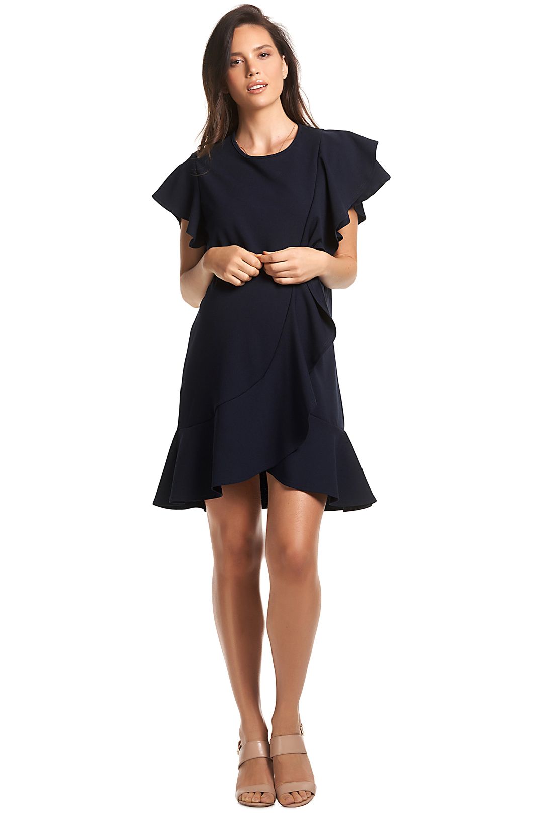 Sarah Ruffle Dress - Navy by Soon Maternity for Hire | GlamCorner