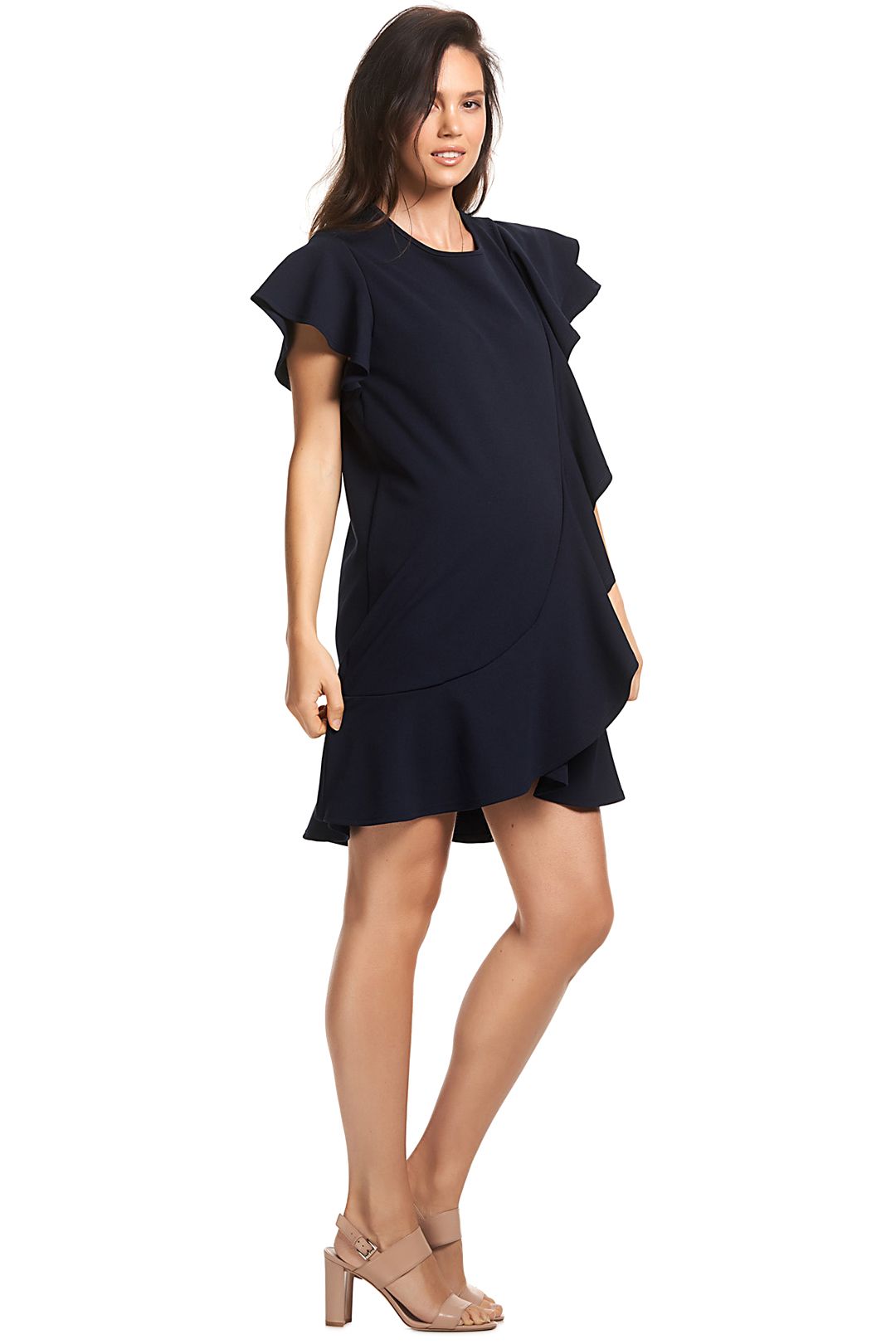 Sarah Ruffle Dress - Navy by Soon Maternity for Hire | GlamCorner